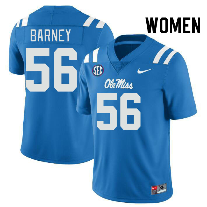 Women #56 CJ Barney Ole Miss Rebels College Football Jerseys Stitched-Power Blue